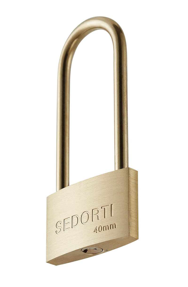 [Australia - AusPower] - Weather Proof Lock, Solid Brass Padlock with Brass Long Shackle, 1-1/2" WIde, Marine Padlock 1 Pack 