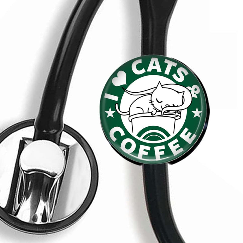 [Australia - AusPower] - I Love Cat Stethoscope Tag,Steth ID Tag,Nurse Badge, black 