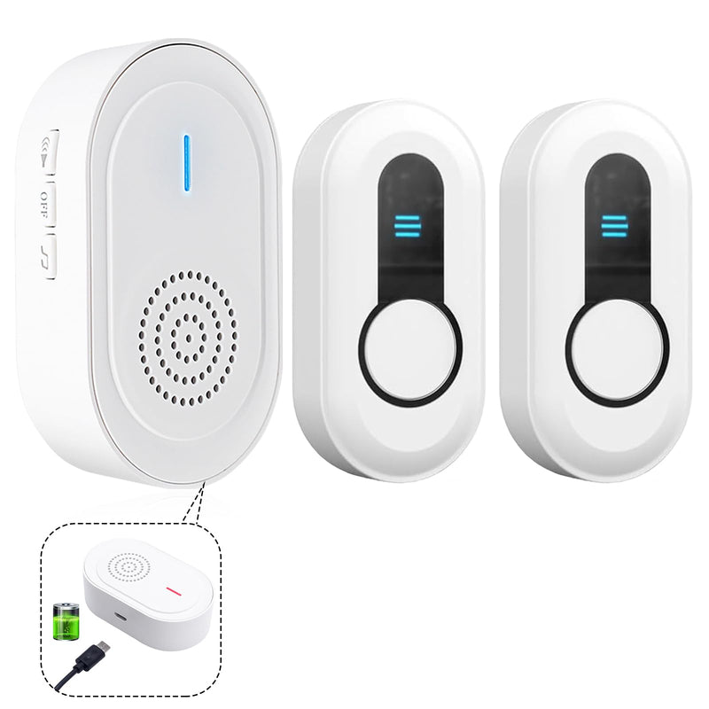 [Australia - AusPower] - Caregiver Call Button Beeper Pager System Rechargeable & Portable Receiver with 500Ft Range Alert Button Call Bell for Elderly/Patient/Disabled at Home/Hospital/Clinic 2 buttons+1 receivers 