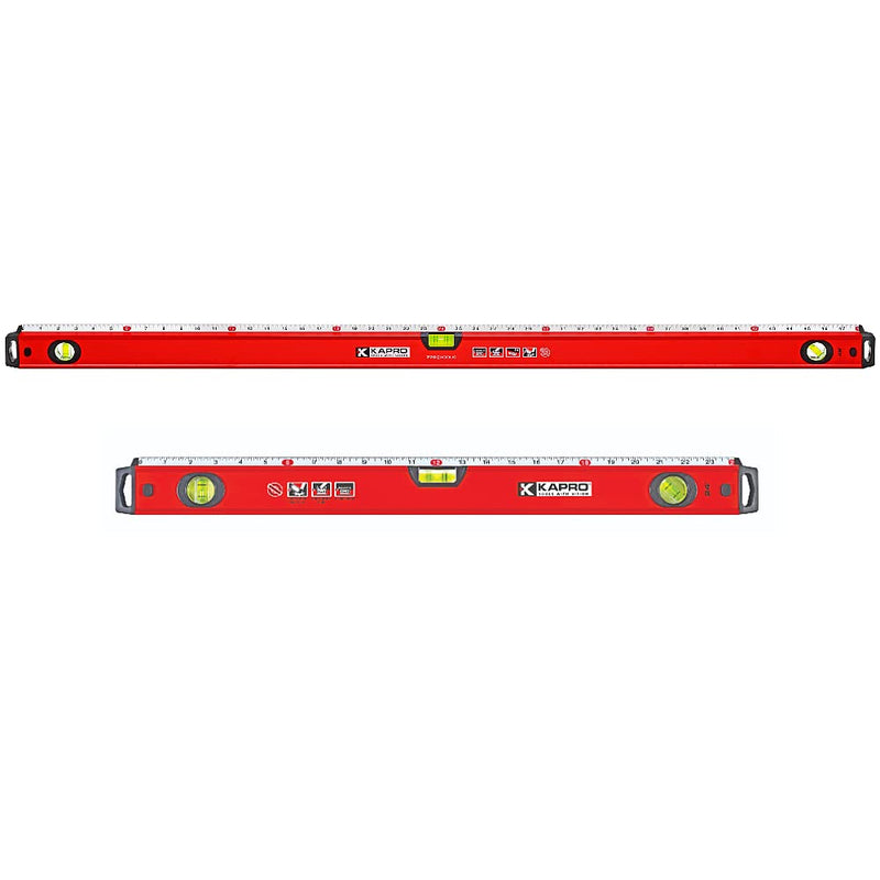[Australia - AusPower] - Kapro - 770 Exodus Professional Box Level - With 45° Vial & Ruler - For Leveling, Measuring, Marking, and Cutting - Features 3 Vials, Precise Straightedge, and Wall-Grip - 24 + 32 Inch Set Bundle 