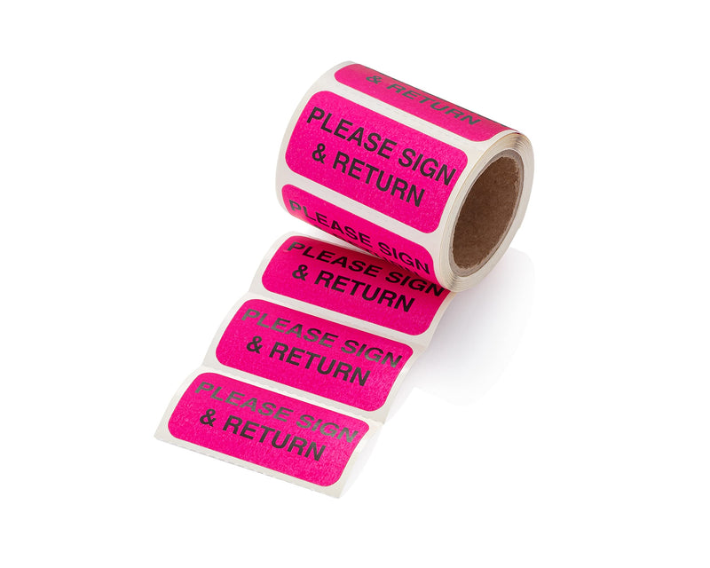 [Australia - AusPower] - Carstens Medical Stickers – Please Sign & Return Alert and Instruction Labels for Medical Charts, Pink and Black, Roll of 100 Patient Chart Labels, W1.5" x H.75" 