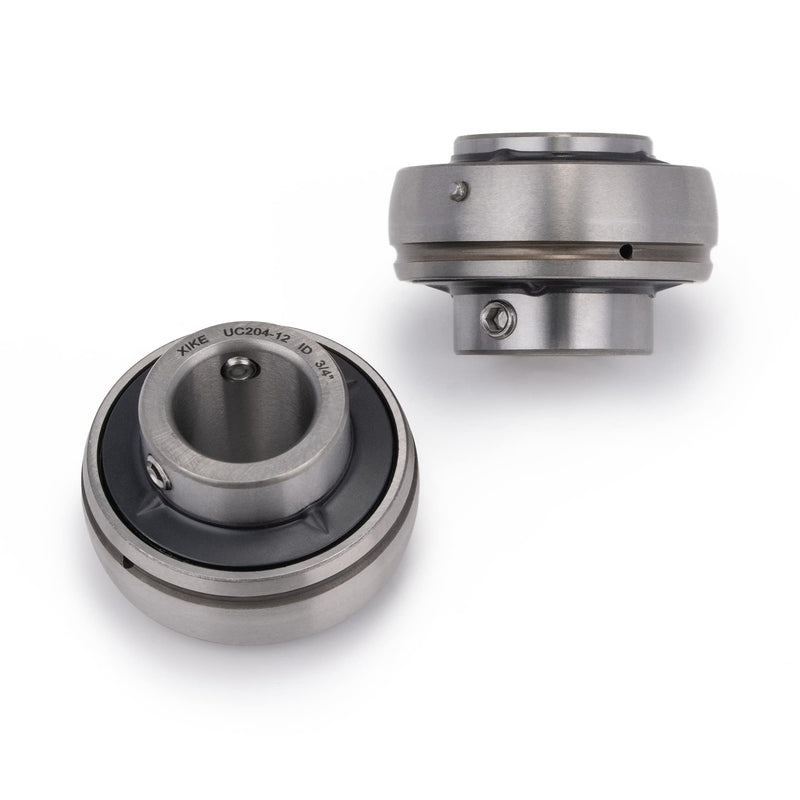 XIKE 2 Pcs Chrome Steel UC204-12 Bore 3/4" Insert Ball Bearings, with Sealed and Set Screw, Fits P204/F204/FL204/T204/PA204/FA204/FB204 and More Bearing Housings. UC204-12 ID 3/4"