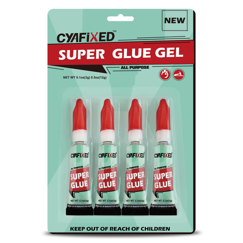 [Australia - AusPower] - Super Glue Gel, All-Purpose Superglue, Cyanoacrylate Instant Adhesive for Plastic, Wood, Metal, Repair - Four 3 Gram Tubes, Clear 4 Pcs 