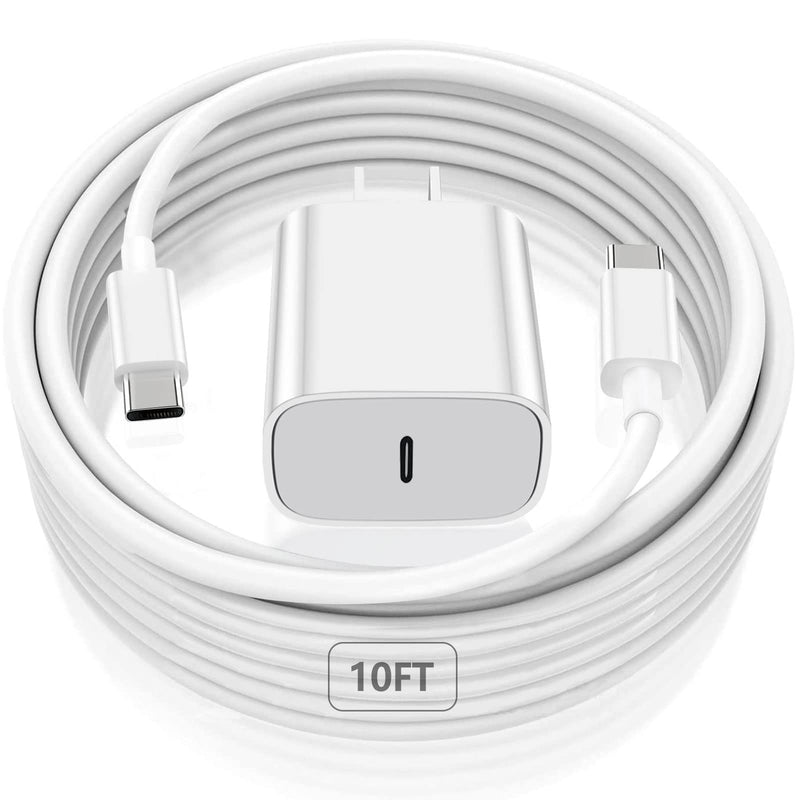 [Australia - AusPower] - iPhone 15 Charger,iPad Pro Charger,20W USB C Fast Charger with 10FT Long Fast Charging Cord for iPhone 15 Pro Max/Plus,iPad Pro 12.9 5th/4th/3rd,11 inch 3/2nd,iPad Air 5th/4th,iPad Mini 6th,iPad 10th A-White 