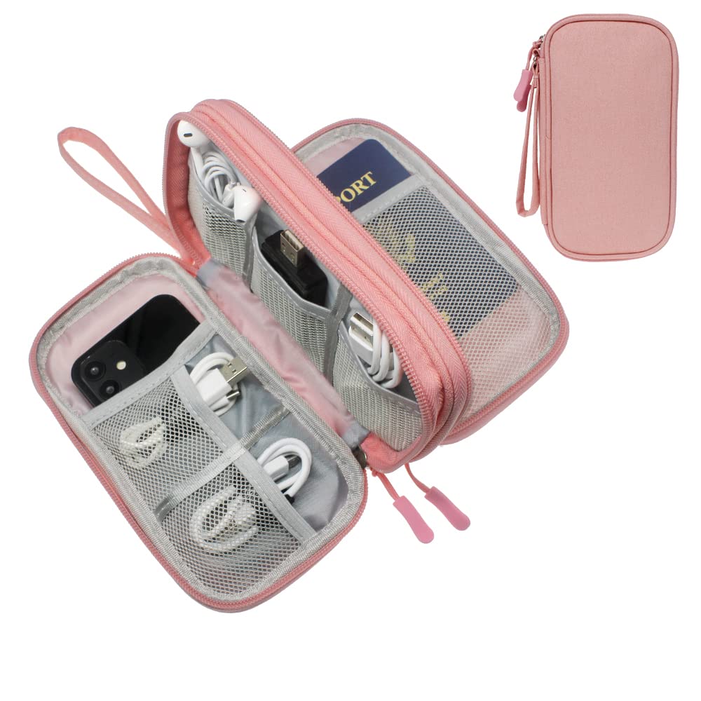 [Australia - AusPower] - DDgro Cord Organizer Travel Case, Tech Organizer Cable Bag for Charger and Cords, Electronics Accessories (Small, Pink) Light Pink-Small Small 