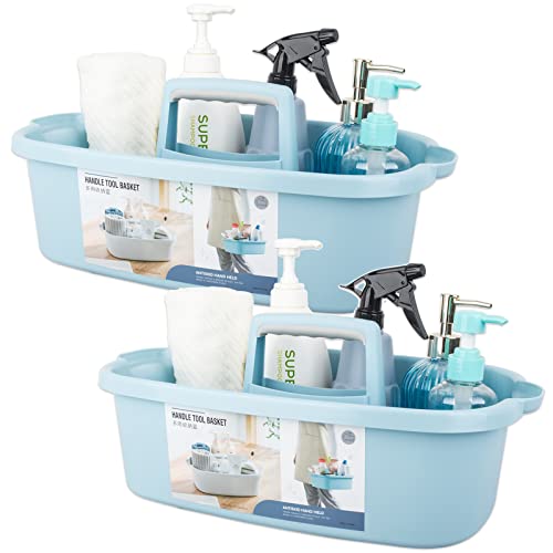 JiatuA large blue cleaning supplies caddy basket, portable shower caddy organizer, 2-pack