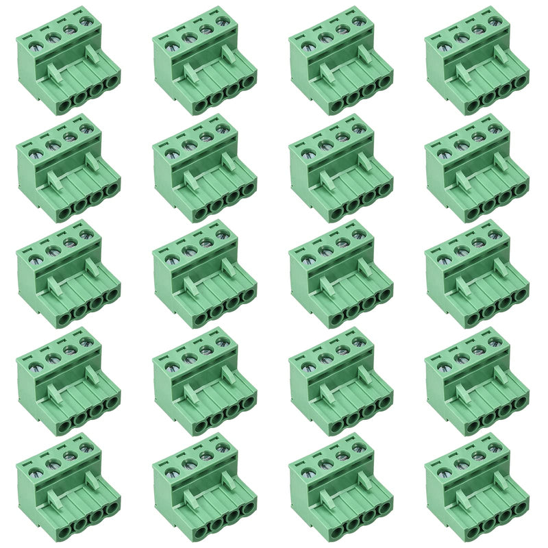 [Australia - AusPower] - 20 pcs 4 Pin 5.08mm Pitch Pluggable PCB Angle Screw Terminal Block Plug Connector Socket Panel Mount DIY (20pcs 4p) 20pcs 4P 5.08mm 