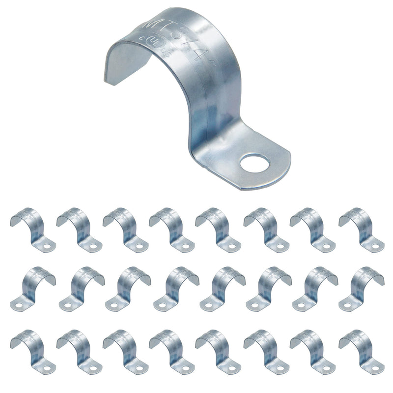 [Australia - AusPower] - ISPINNER 25pcs 3/4 Inch Zinc Plated Steel EMT Pipe Straps with 1 Hole for EMT Conduit or Pipe Fixing One Hole 
