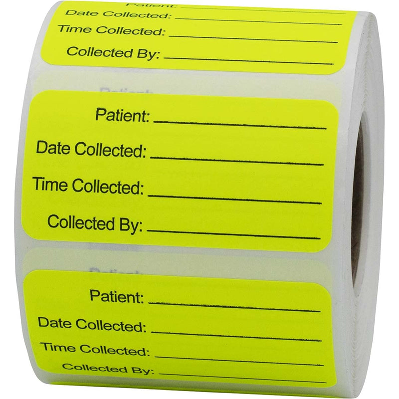Specimen Collection Medical Healthcare Labels, 1 x 2 Inch Rectangles, 500 Total Per Roll 1 x 2 Inch Rectangle
