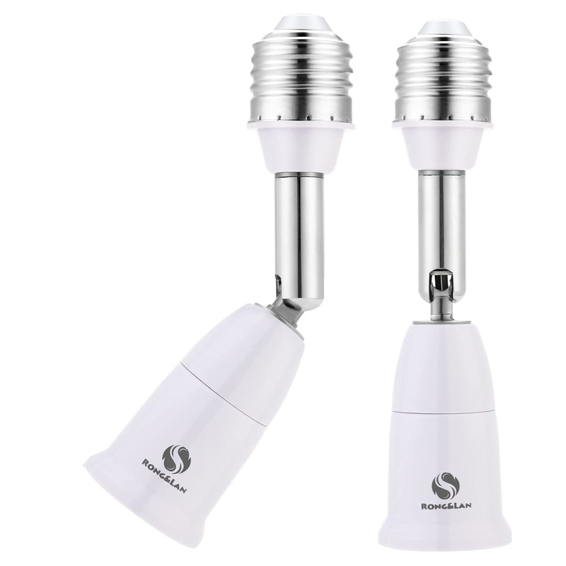 [Australia - AusPower] - RONG&LAN E26/E27 Light Socket Extender?180 Degree Bendable, Extension Socket Extender Adapter, E26/E27 to E26/E27 Adjustable Extension, Flexible Medium Light Bulb Socket Converter (5.5inch 2-Pack) 5.5inch 2-Pack 