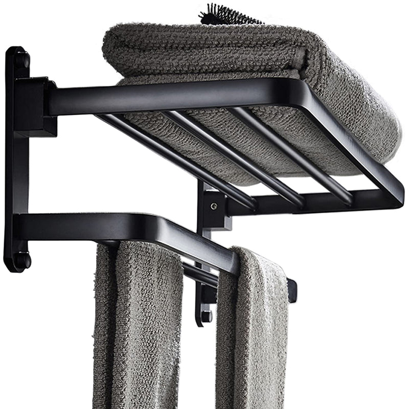 BOZWELL Bathroom Lavatory Towel Rack with Two Towel Bars,16-Inch（40cm） Towel Holder with Shelf BZ305-A (Matte Black) 16 inch (40 cm) Matte Black