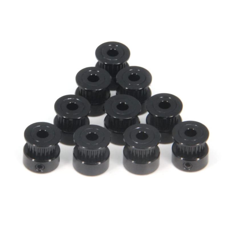 [Australia - AusPower] - Zeberoxyz 10pcs/set GT2 Pulley Wheel 20 Teeth 5mm Bore Black Aluminum Timing Belt Idler Pulley for 3D Printer 6mm Width Timing Belt (20T-5mm Bore-Black) 20T-5mm Bore-Black 