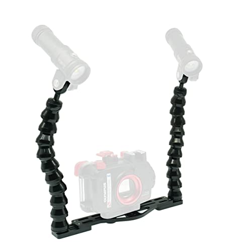 Nitescuba Dual Flexible Underwater Camera Tray - Handheld Stabilizer Rig Stand for GoPro, Sony RX100 & PT-059 Compact Camera Housing, Photography Stabilization Mount