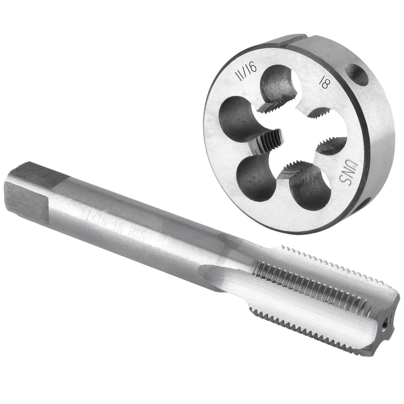[Australia - AusPower] - Burkit 11/16"-18 UNS Tap and Die Set, 11/16 x 18 UNS Machine Thread Tap and Round Die Right Hand 11/16-18 UNS 