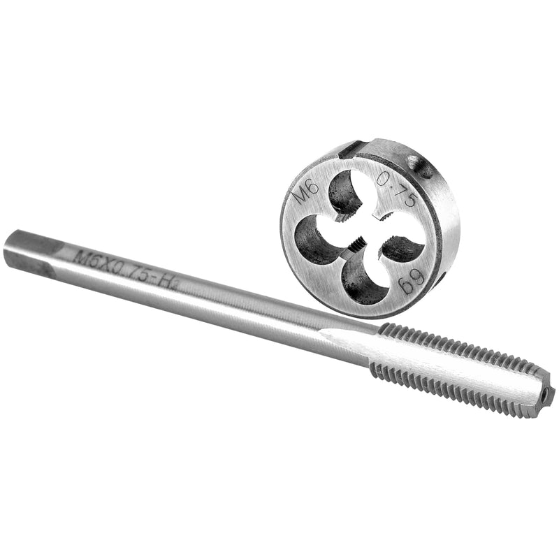[Australia - AusPower] - Burkit M6 X 0.75 Tap and Die Set, M6 x 0.75 Machine Thread Tap and Round Die Right Hand M6x0.75 