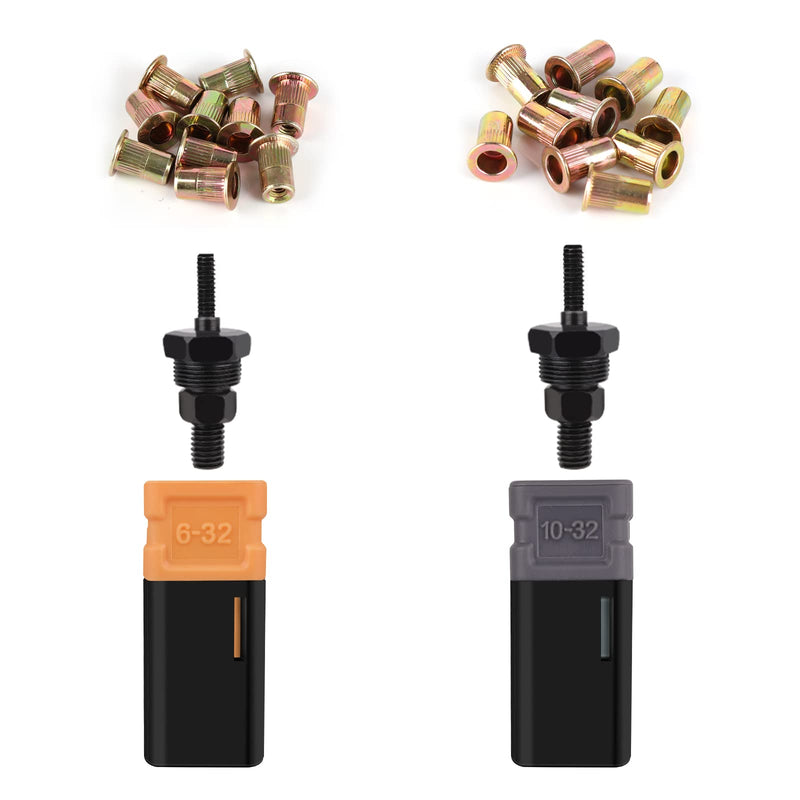 [Australia - AusPower] - Rivet Nut Tool Mandrel Tip & Nosepiece Set 6-32, 10-32 & 20 Rivet Nut Kit for NEXTACK NT600, NT700 & NT800, Rivnut Tool 607 & 1442 Swap Spare Parts, Nutsert Kit Accessories 6-32, 10-32 mandrel & 20 rivnuts 