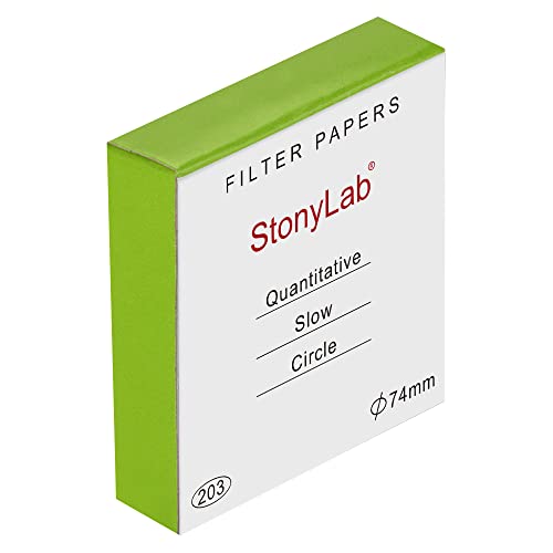 stonylab Quantitative Filter Paper Laboratory, Pack of 100 Cellulose Filter Paper Circles with Slow Flow Rate and 10 Micron Particle Retention, 74 mm Diameter