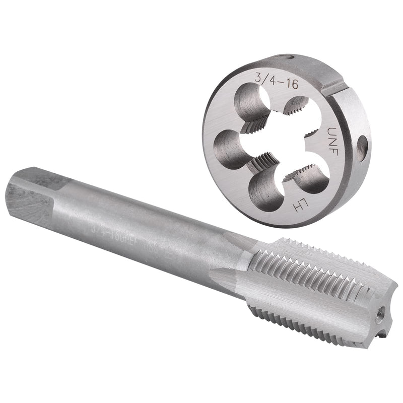 Burkit 3/4"-16 UNF Tap and Die Set Left Hand, 3/4 x 16 UNF Machine Thread Tap and Round Die 3/4"-16 Left Hand