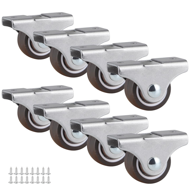 [Australia - AusPower] - Skelang 8-Pack Rigid Caster 1", Low Profile Caster Wheel, Top Plate Fixed Caster for Trundle Bed, Cabinet, Drawer, Total Load Capacity 212Lbs 