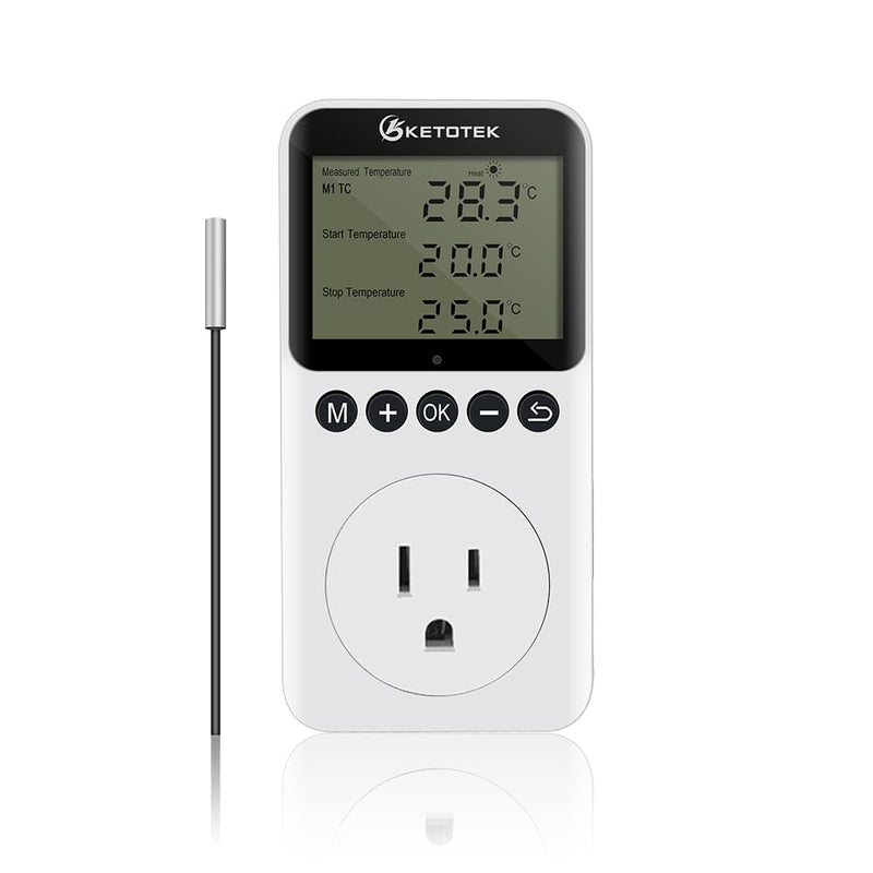 [Australia - AusPower] - Digital Temperature Controller Outlet Day Night Thermostat Plug Socket Heating Cooling Temp Controller with Sensor Timer Regulator for Reptile Greenhouse Brewing Refrigerator 