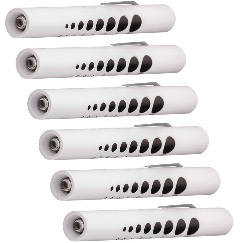 [Australia - AusPower] - 6 Pack Disposable LED Pen Light with Pupil Gauge, Medical Diagnostic Penlight for Doctors Nurses EMTs and Nursing Students, White 