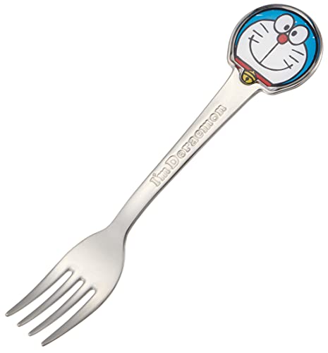 Skater DFS1C-A stainless steel children's fork featuring Doraemon design, made by Sanrio, with a die-cut handle for kids.