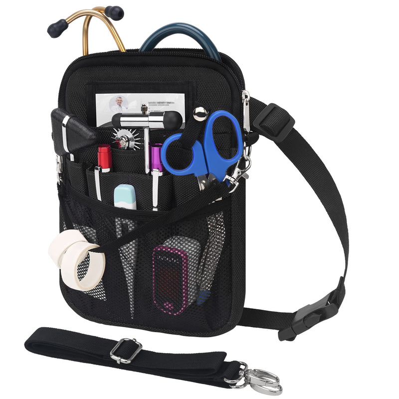 [Australia - AusPower] - BOVKE Nurse Fanny Pack with Medical Gear Pockets, Tape Holder, Medical Bag Nurse Waist Pouch Organizer with Utility Storage for Stethoscopes, Bandage Scissors and other Emergency Supplies, Black 