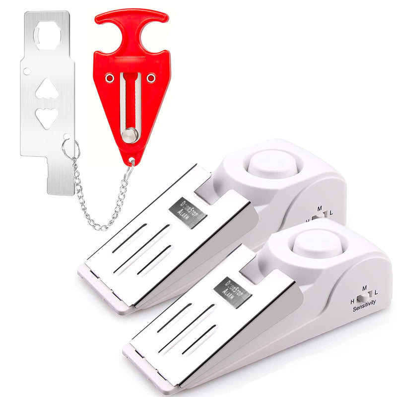 [Australia - AusPower] - KERUI Upgraded Door Stop Alarm with Portable Door Lock 120 dB Travel Door Stopper Door Wedge Alarm with 3 Levels Sensitivity for Hotel, Home, Apartment 2 Doorstops and 1 Door Lock 