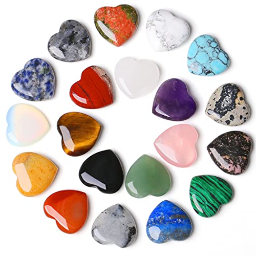 YATOJUZI 20PCS Natural Heart Crystals Stocking Stuffers Gifts for Women 1-20pcs 0.8 Inch