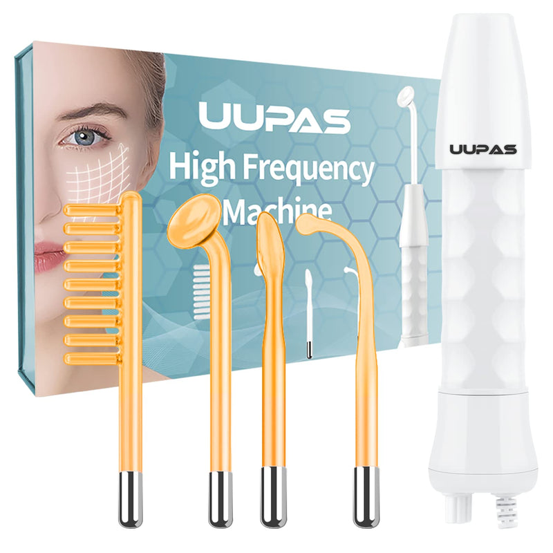 [Australia - AusPower] - High Frequency Facial Wand - UUPAS Portable Handheld High Frequency Facial Skin Machine with 4 Pcs Orange Glass Tubes 