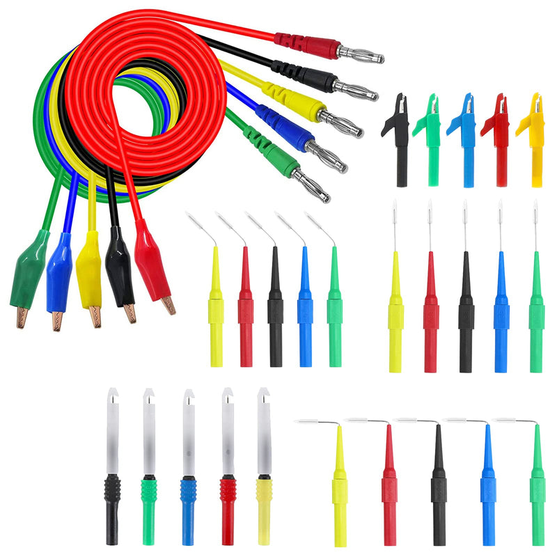 [Australia - AusPower] - Sumnacon 30Pcs Back Probe Kits - Banana Plug to Alligator Clip Test Leads with Wire Piercing Probes Alligator Clips, 15Pcs Back Probe Pins for Automotive Circuit Electrical Diagnostic Testing 