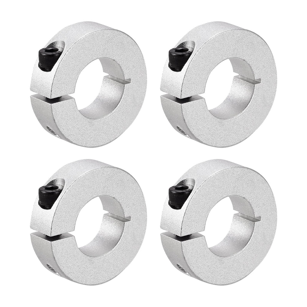 MECCANIXITY Shaft Collar 1 Inch Bore Single Split Aluminum Clamping Collar Shaft Collars with Set Screw Silver Tone 4 Pack 1"