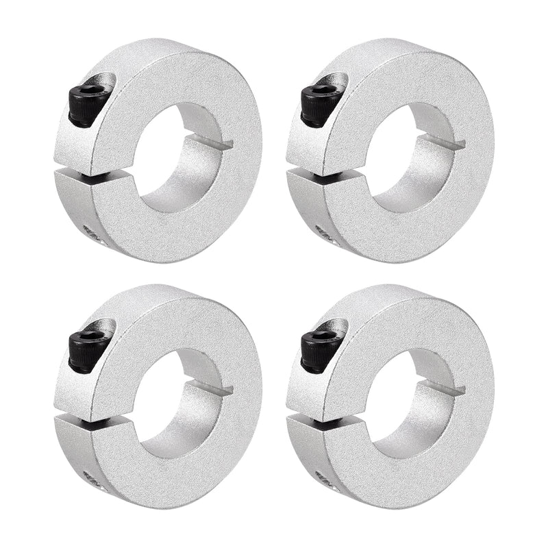 MECCANIXITY Shaft Collar 1 Inch Bore Single Split Aluminum Clamping Collar Shaft Collars with Set Screw Silver Tone 4 Pack 1"