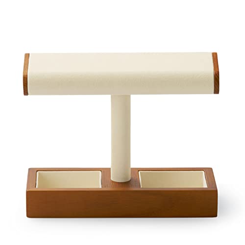 Oirlv Solid Wood Watch Stand,Watch Display Holder for Men Creamy White 2 Grids