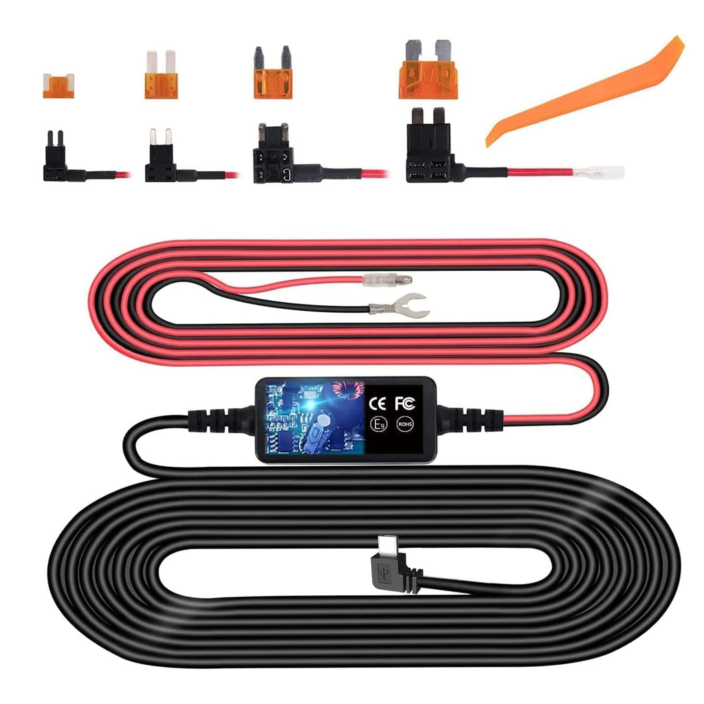 [Australia - AusPower] - Dash Cam Hardwire Kit,Type-C Hard Wire Kit,USB C Hard Wire Kit Fuse for Dashcam, Plozoe 12V-24V to 5V Car Dash Camera Charger Power Cord, Gift 4 Fuse Tap Cable and Installation Tool（11.5ft） 