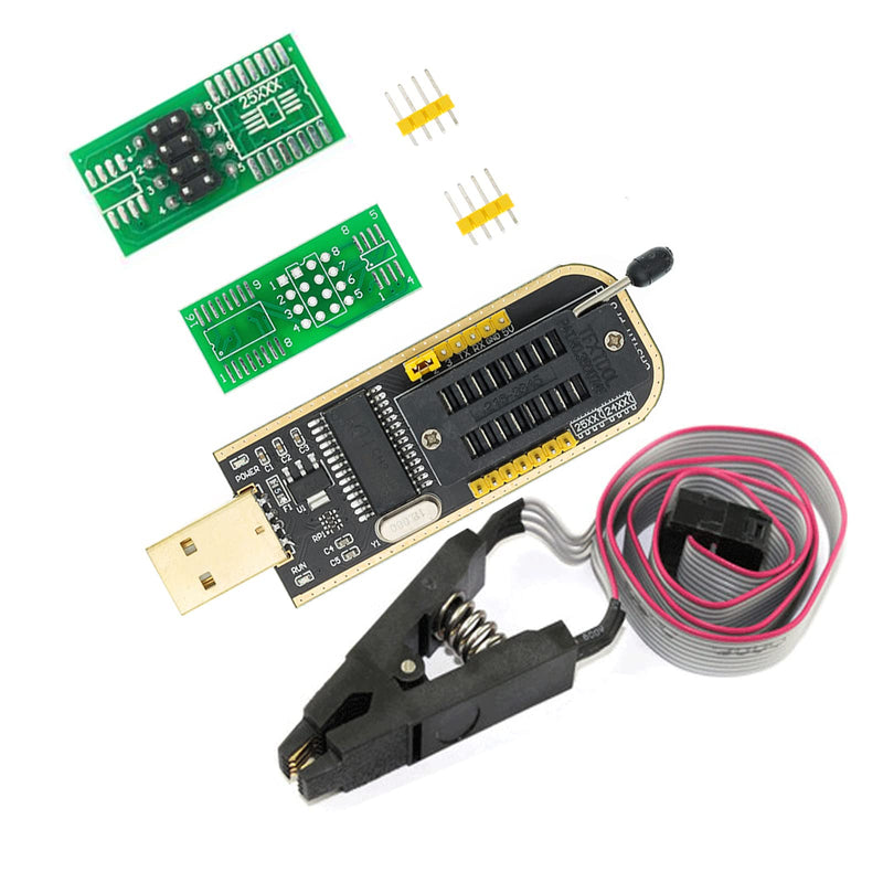 [Australia - AusPower] - USB Programmer CH341A 24 25 Series Flash Module with SOIC8 SOP8 Test Clip Flash IC Clips Socket Adpter Programmer BIOS 