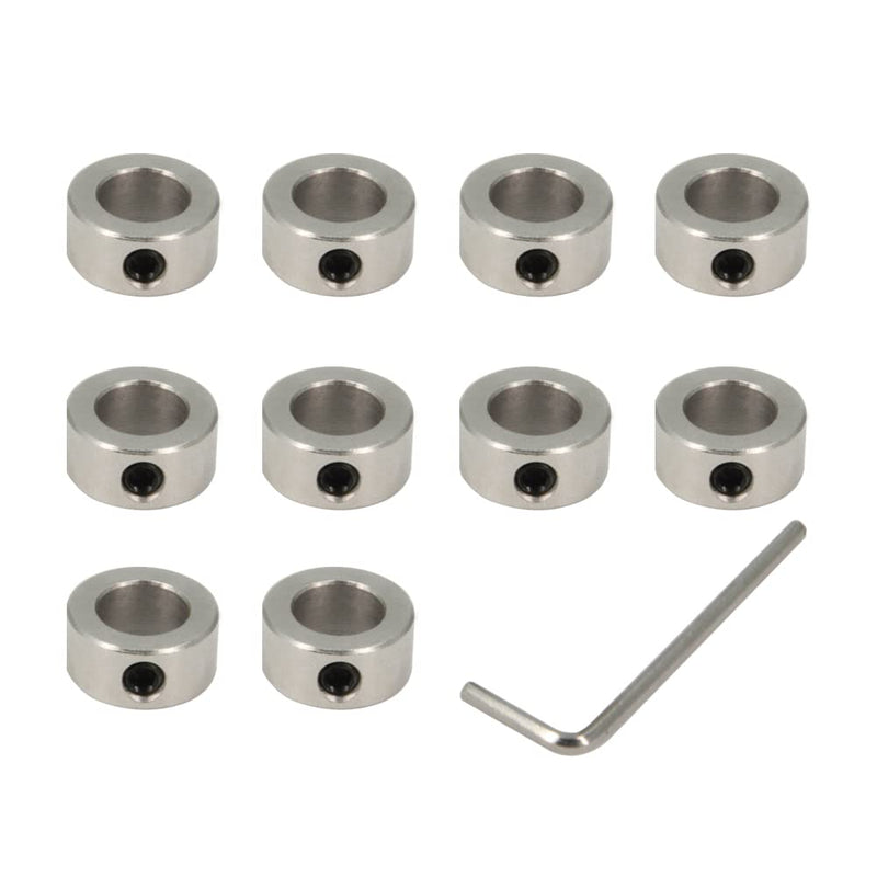 [Australia - AusPower] - 10 Pcs Lock Collar 10mm Shaft Lock Collar T10 Lead Screw Lock Ring for CNC Parts (10mm-Silver) 10mm-Silver 