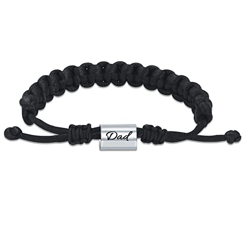 Imrsanl Cremation Jewelry Urn Bracelet for Ashes Braided Adjustable Ashes Bracelets for Men Women Memorial Keepsake for Human Pet Silver-Dad