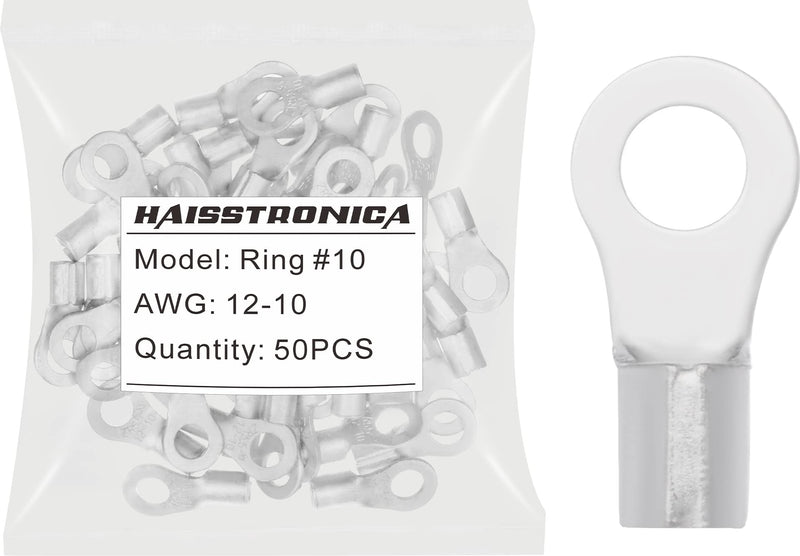 [Australia - AusPower] - haisstronica 50pcs #10 Ring Terminals,AWG 12-10 Brazed Seam Non-Insulated Copper Wire Connectors AWG12-10 #10 Ring 50pcs 