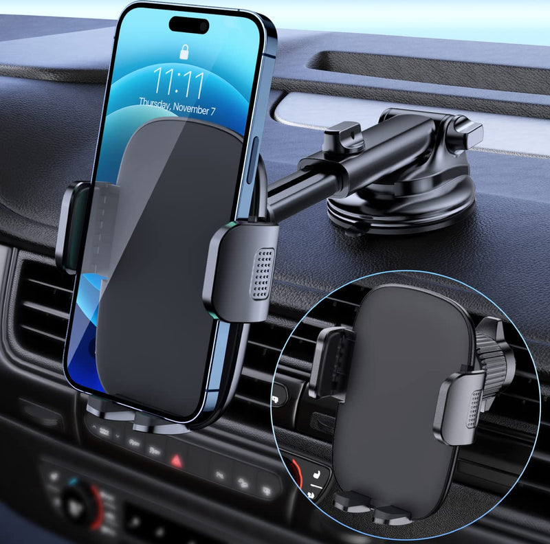 [Australia - AusPower] - Qifutan Car Phone Holder Mount Phone Mount for Car Windshield Dashboard Air Vent Universal Hands Free Automobile Cell Phone Holder Fit iPhone Black 