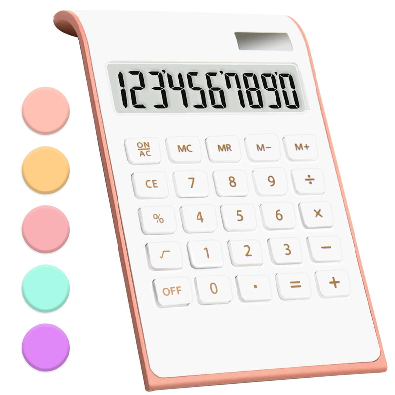 [Australia - AusPower] - Rose Gold Calculator, UPIHO Rose Gold Pink Office Supplies and Accessories, 10 Digits Solar Battery Basic Office Calculator, Desktop Calculator with Large LCD Display, Gifts for Coworkers 