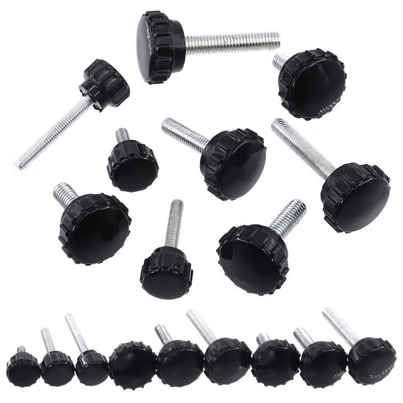 [Australia - AusPower] - Swpeet 20Pcs M5 x 20mm Black Round Male Thread Knurled Clamping Knobs Grip Thumb Screw Assortment Kit, Knurled Handle Bolts Grip for Quick Remove Screws Clamping Screws 