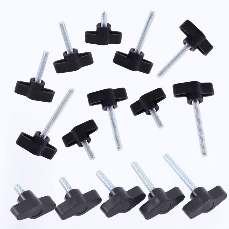 [Australia - AusPower] - Swpeet 20Pcs M6 x 40mm Zinc Plated Thumb Screw Three Prong Clamping Black Tee Wing Plastic Knob Kit, Standard Coarse Thread Thumb Screw for Quick Remove Screws Clamping Screws 