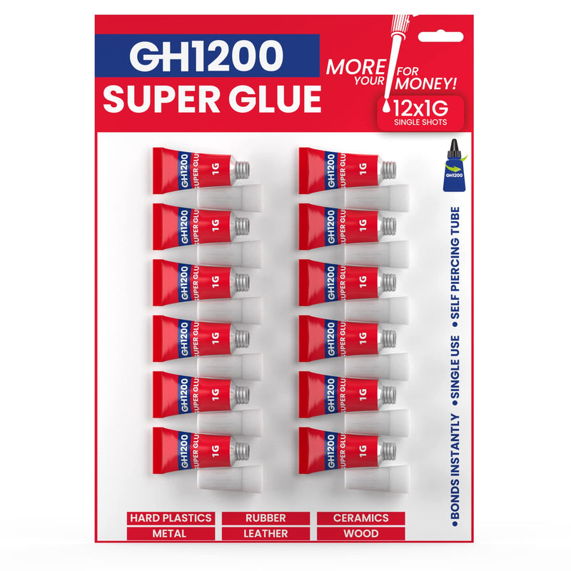 [Australia - AusPower] - 12 Grams Super Glue All Purpose with Anti Clog Cap. Ca Glue - Adhesive SuperGlue. Cyanoacrylate Glue for Hard Plastics, DIY Craft, Metal (12 g) 