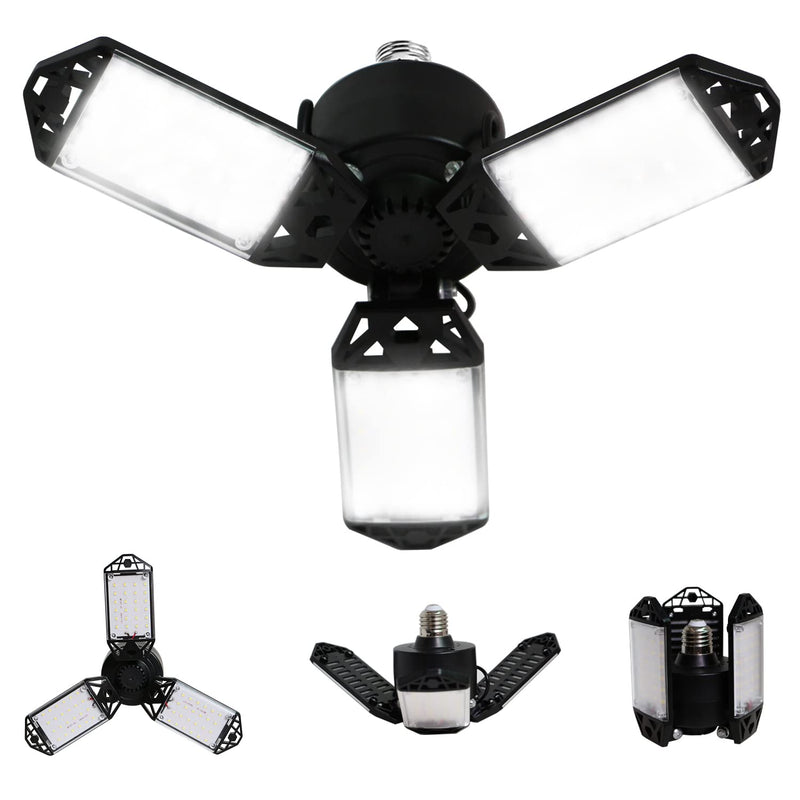 [Australia - AusPower] - LED Garage Light, 80W 8000 Lumen LED Garage Ceiling Lights with 3 Adjustable Panels E26/E27 LED Shop Lights, 6500K Daylight Light Bulb Fixture LED Lights for Garage, Workshop, Attic, LED Bay Light 80W 1Pack 