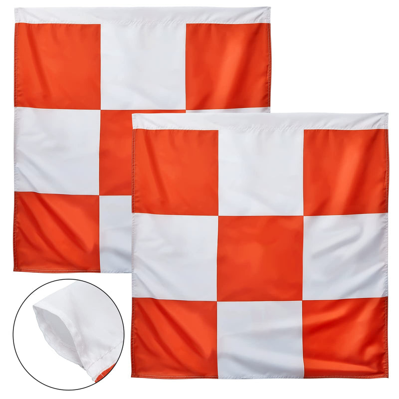 [Australia - AusPower] - Safety Airport Flag, 36 x 36 Inch, Marking Orange and White Checkered Racing Flags for Safety Warning Marking Airport Construction Vehicles Site Obstacles Bike Truck Camping(2 Pcs) 2 