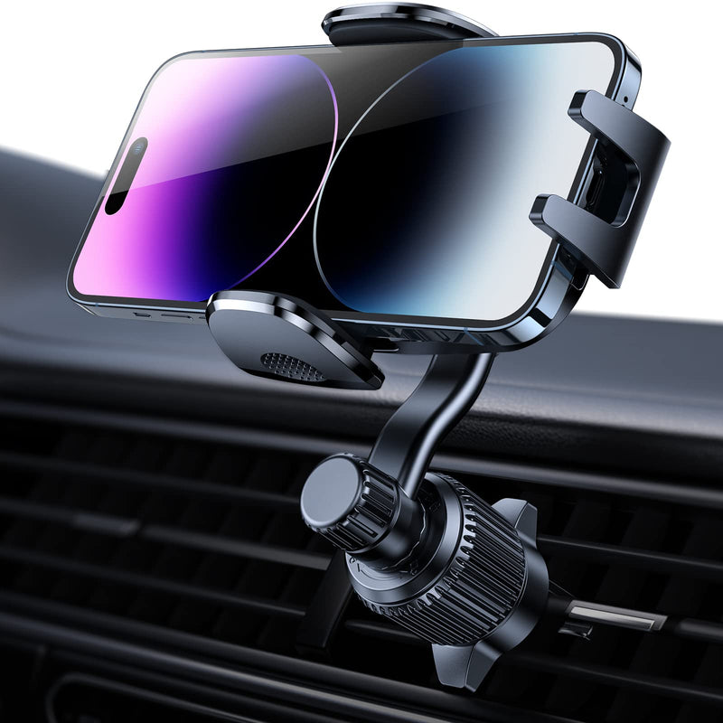 [Australia - AusPower] - Car Vent Phone Mount, [Never Blocking Vent, Enjoy The Comfort of The A/C] Hands-Free Universal Extension Clip Air Phone Holder Car Fit for All Phones iPhone Samsung More Black 