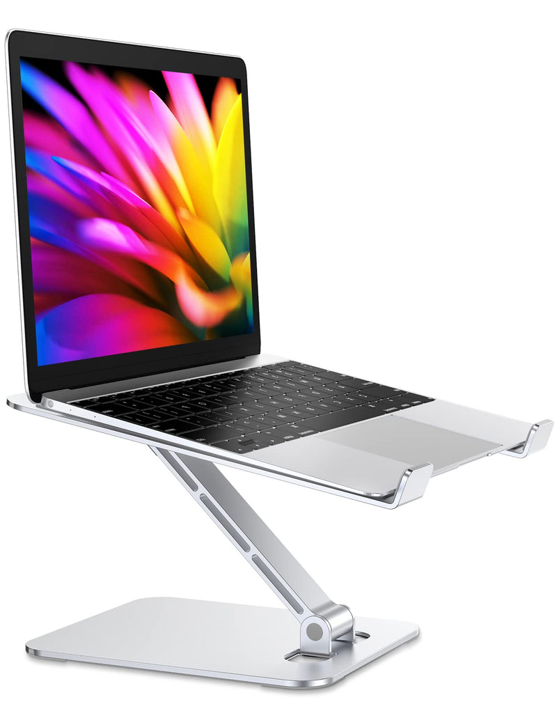 [Australia - AusPower] - Foldable Laptop Stand, Height Adjustable Ergonomic Computer Stand for Desk, Aluminum Portable Laptop Riser Holder Mount Compatible with MacBook Pro Air, All Notebooks 10-16" Silver 