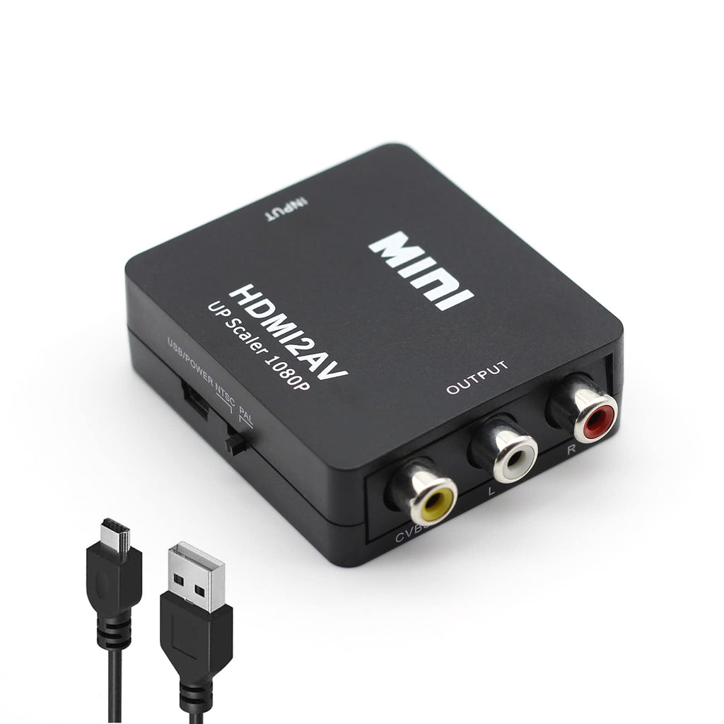 [Australia - AusPower] - HDMI to RCA Converter, 1080p HDMI to AV Converter Mini HDMI to 3RCA CVBs Composite Video Audio Adapter for TV/PS3/VHS/VCR/DVD/PC/Blu-Ray DVD Black 