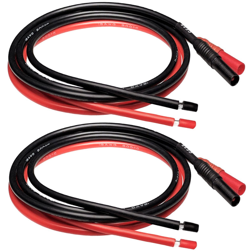 [Australia - AusPower] - CESS-217 Seal Insulated Safety Banana Plug to Bare Wire - 3 Feet Soft Silicone Cable, Tinned Copper, 2 Pairs, Black and Red, Perfect for DIY Multimeter Test Leads 